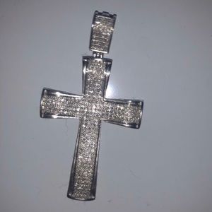 Men’s White Diamond Cross Pendant